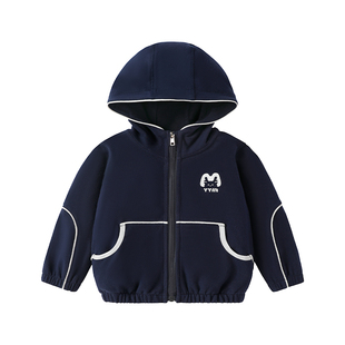 儿童外套春款2026新款男女童连帽卫衣春装上衣运动薄外套夜反光