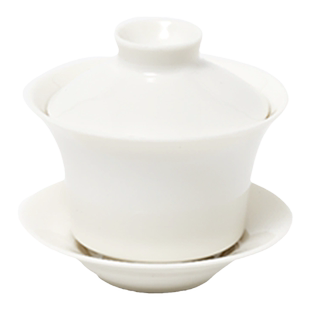 王德传茶具白瓷盖杯容量120ml 牙白瓷釉盖碗功夫茶杯三才碗品茗杯