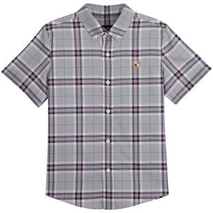 【100%棉】eland kids衣恋童装男童衬衫夏季复古学院风格子短袖