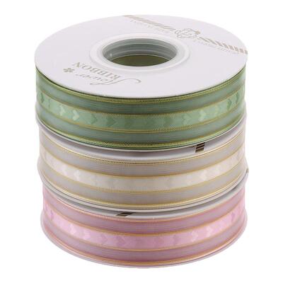 2.2cm爱心金丝中缎边纱 鲜花礼品盒蛋糕DIY包装材料网纱带雪纱带