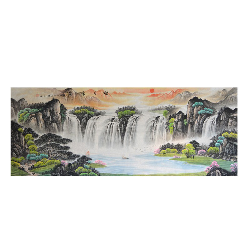 国画山水画 纯手绘原稿客厅风水画聚宝盆画心 办公室聚财水墨真迹