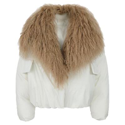 冬季羽绒服女羊毛领加绒加厚外套