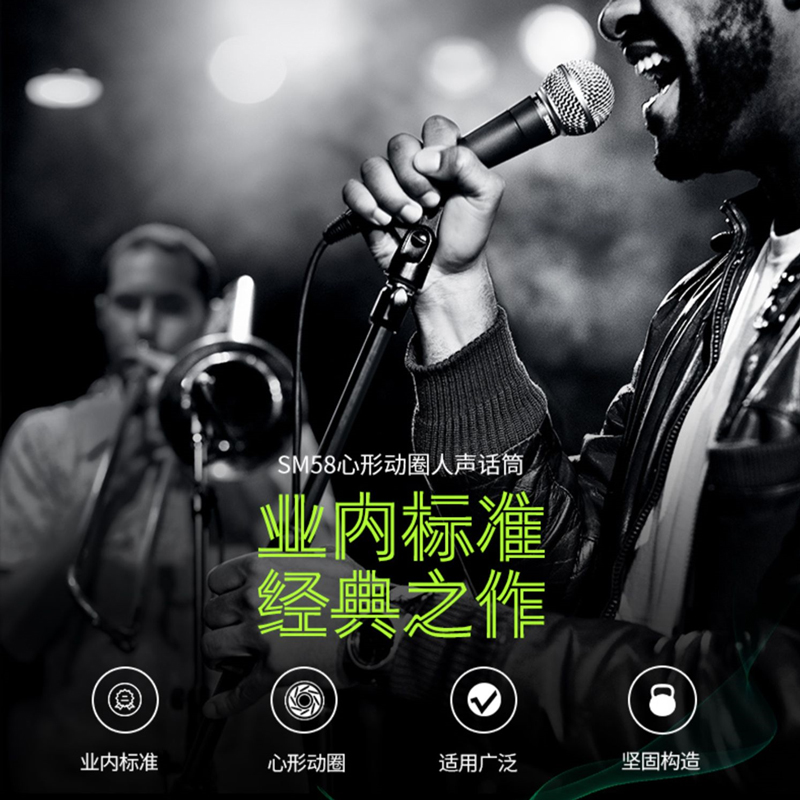 Shure/舒尔SM58S动圈麦克风舞台演出K歌专业录音话筒直播设备全套-封面