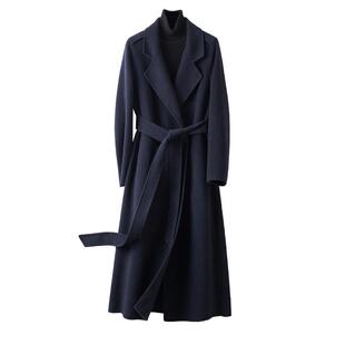 BXV双面羊绒大衣女中长款2026年春新款系带暗扣纯羊毛呢外套