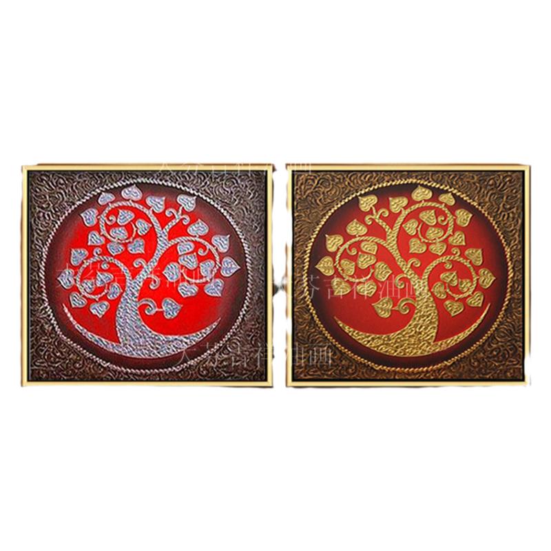 手绘东南亚风格金色菩提树装饰画
