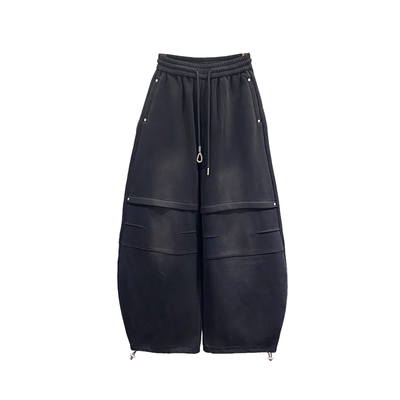 美式慵懒风加绒弯刀卫裤女香蕉裤