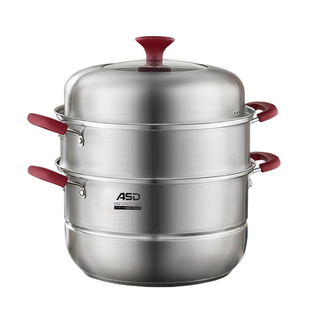 爱仕达蒸锅家用304不锈钢加厚双层2层蒸笼电磁炉煤气灶适用