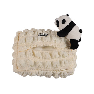 车载纸巾盒卡通可爱熊猫2025新款多功能女抽纸盒装饰车内垃圾桶