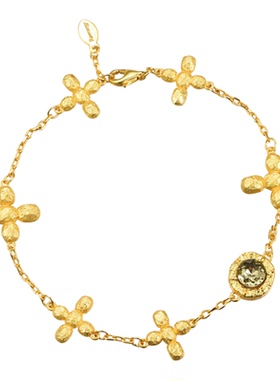 Dare买手店rawnergy复古四瓣花日常手链金色复古欧美小众首饰度假