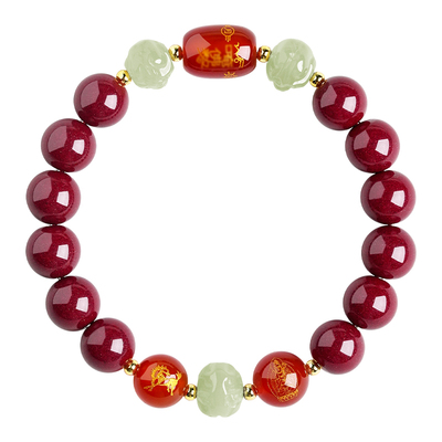 普陀山和田玉转运珠朱砂手串