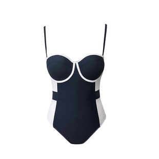 连体泳衣女撞色带钢圈大胸小胸聚拢欧美性感显瘦温泉度假美人鱼
