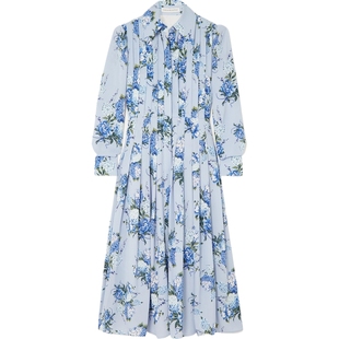 【折扣】Emilia Wickstead早秋女印花纹理乔其纱连衣裙