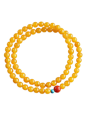 山川心语双圈蜜蜡南红绿松石手链