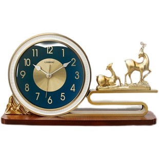 丽盛新中式轻奢座钟家用客厅复古桌面台式桌面石英钟桌面美式台钟
