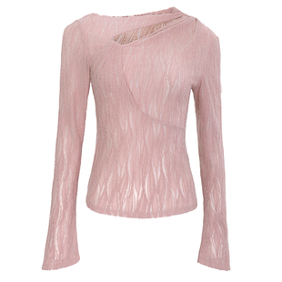 【设计师品牌BLANCORE】冬季新款设计感解构镂空磨毛打底上衣