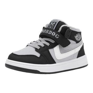 巴布豆童鞋男童冬鞋加绒加厚2023新款秋冬高帮冬季棉鞋女儿童板鞋