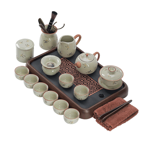 汝窑功夫茶具套装2026年新款办公室会客喝茶泡茶壶茶杯家用乔迁礼