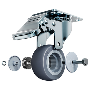 1.5寸万向轮2寸橡胶尼龙脚轮转向轮移动滚轮滑轮定向承重轮带刹车