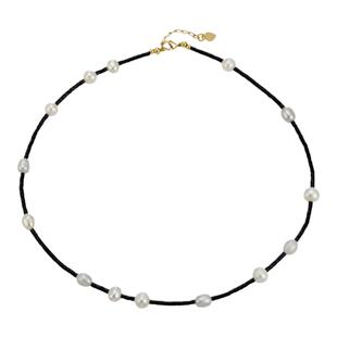 情绪波动 黑玛瑙管珠珍珠小众设计锁骨链项链