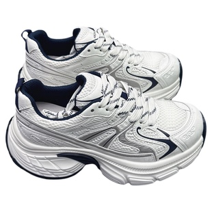 真皮女鞋厚底增高6CM翘臀老爹鞋2026春新款百搭松糕鞋运动休闲鞋