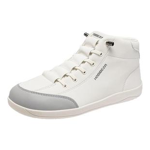 HOBIBEAR冬季新款男鞋中帮宽头鞋加宽运动鞋加绒保暖休闲鞋子女鞋