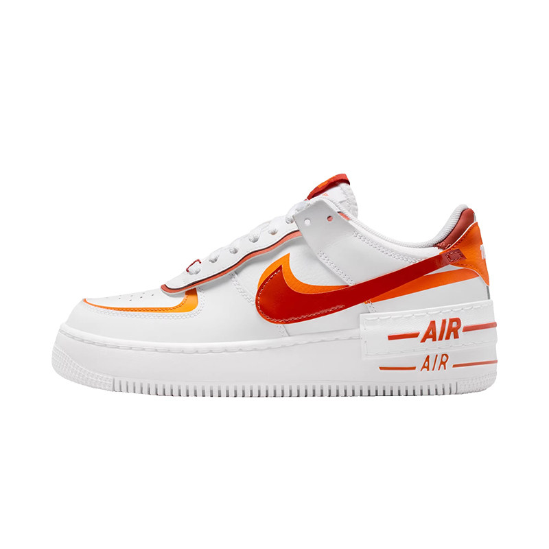 耐克AF1女低帮白橙车缝线板鞋
