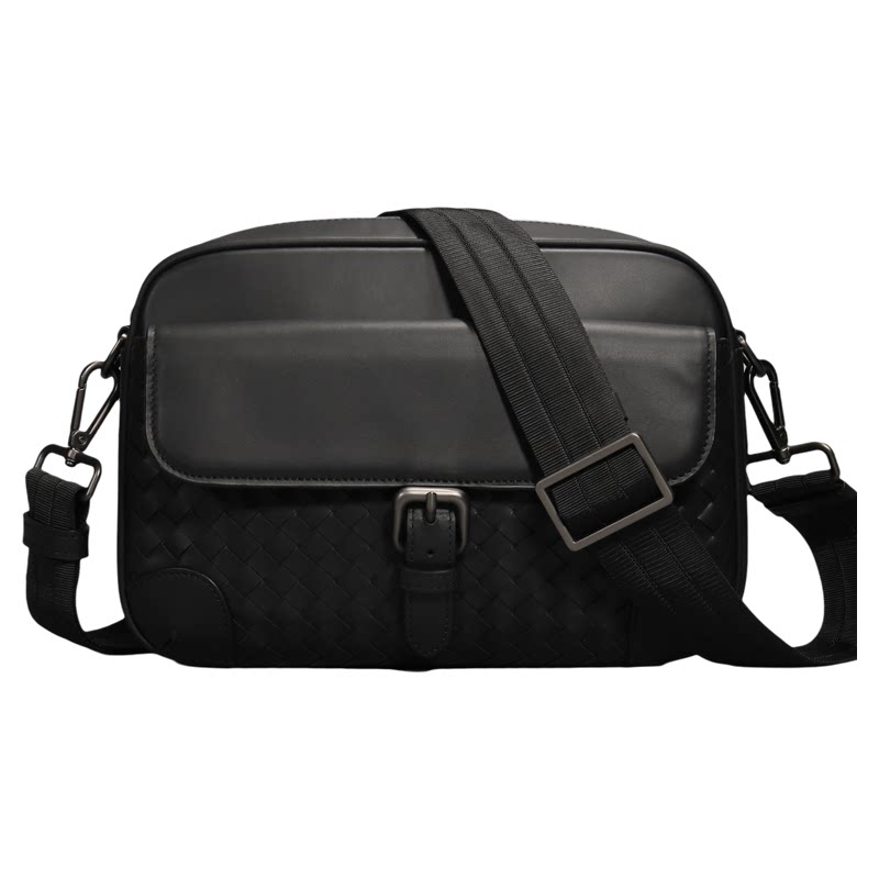 真皮编织男士斜挎包便携小包