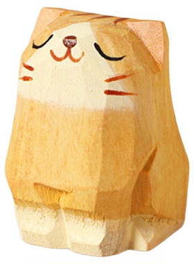 木雕橘猫狸花猫三花猫摆件可爱卡通装饰品桌面情绪稳定器生日礼物