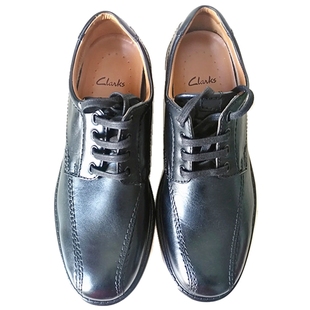 美国正品CLANKS其乐男款圆头牛皮商务系带休闲皮鞋里外全皮黑色