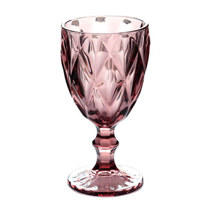 美容美发玻璃红酒杯喝水杯子果汁杯创意葡萄酒杯浮雕彩色高脚杯