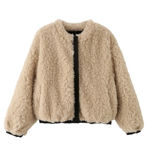 咖色立领派克服小个子短款羊羔毛夹克外套女冬季巨好看的初冬厚款