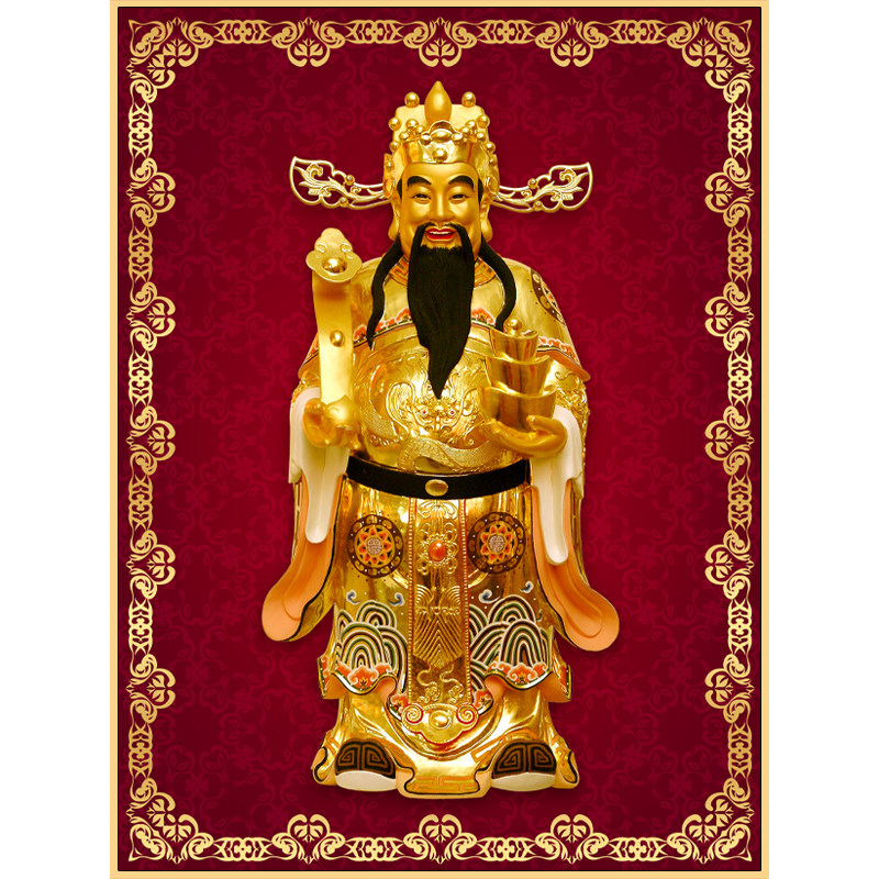 五路财神画像客厅招财玄关装饰画