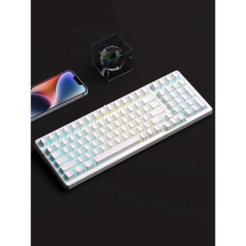 Hi75白色侧刻透光磁轴键帽OEM高度PBT客制化68/75/87/98键配列108