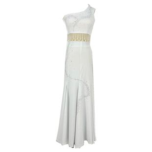 傣族舞蹈演出服装女艺考越鸟剧目白色鱼尾裙孔雀舞包臀练习裙定制