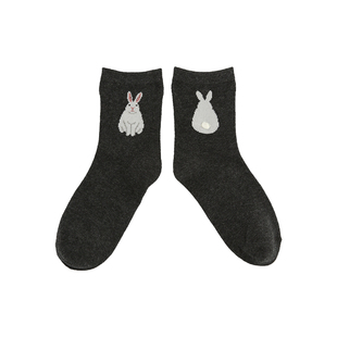 Tabio兔兔袜子女秋冬百搭ins潮中筒袜配小皮鞋堆堆袜可爱日系女袜