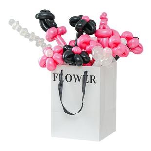 节日商场布置场景气球花朵礼物盒子纸袋银行前台展厅装饰彩色汽球