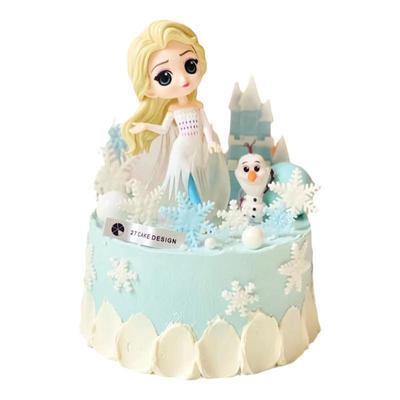 儿童生日蛋糕装饰冰雪女王摆件