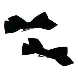 在逃公主黑色丝绒蝴蝶结发夹气质轻奢减龄少女感对夹侧边夹子发饰