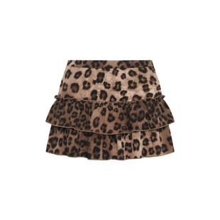 SPEAR YOUTH“琥珀漩涡”复古豹纹麂皮高级感蛋糕裙防走光半身裙