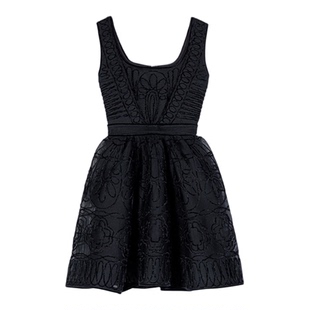 Maje2026早春新款女装法式时尚绒感花卉方领短款吊带连衣裙