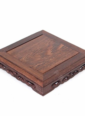 实木摆件底座工艺品花盆奇花瓶木底托鸡翅木长方形玉石木质托茶壶