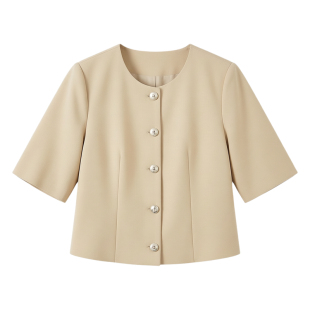 轻奢小香风开衫小个子正肩西装外套女夏通勤短款气质连衣裙两件套