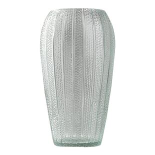 北欧浮雕玻璃花瓶简约花纹复古干鲜花花器饰品客厅灯笼花瓶餐桌摆