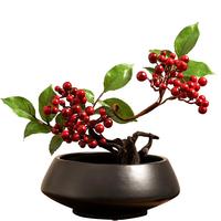 中式風(fēng)黑白干花家居客廳桌面擺件