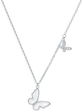 周六福项链女蝴蝶结链坠S925银高级感轻奢小众送女友节日礼物