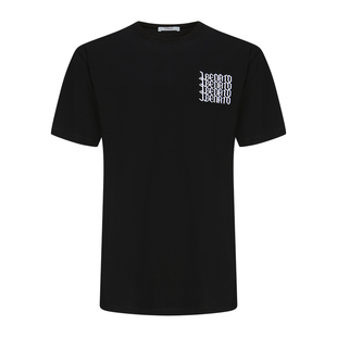 宾度男装春夏季男士刺绣B标太空元素休闲短袖T恤男纯棉黑色上衣