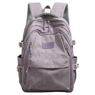 双肩背包2024女大学生上课书包简约大容量旅行包电脑包耐用尼龙