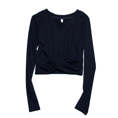 修身高腰纯棉女甜辣长袖韩版露脐