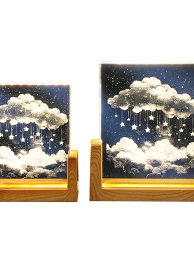 定制照片星星月亮水晶相框小夜灯