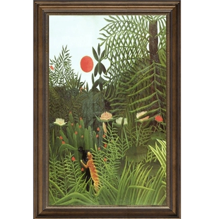 亨利卢梭日暮丛林挂画玄关过道装饰画美式餐厅现代简约绿植挂画